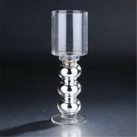 DIAMOND STAR 14 x 4.5 in. Glass Candle Holder, Silver 40007